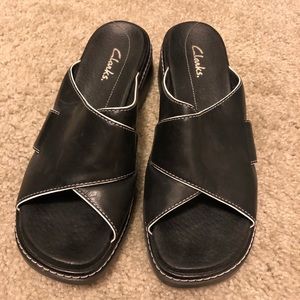 Clark’s black sandals